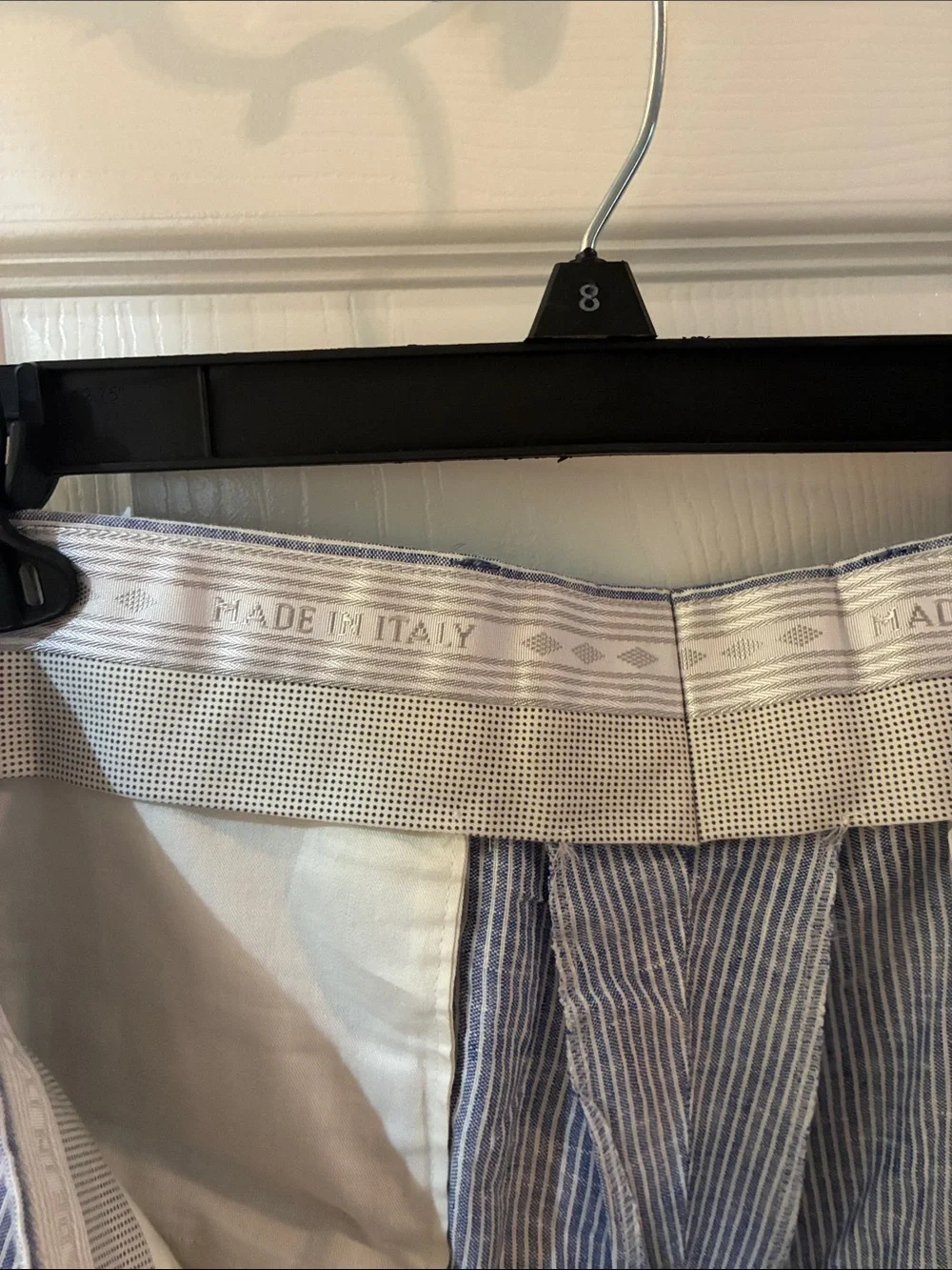Chiari Made in Italy Men's Light Blue Pinstripe LinenDress Pants SZ 36/31